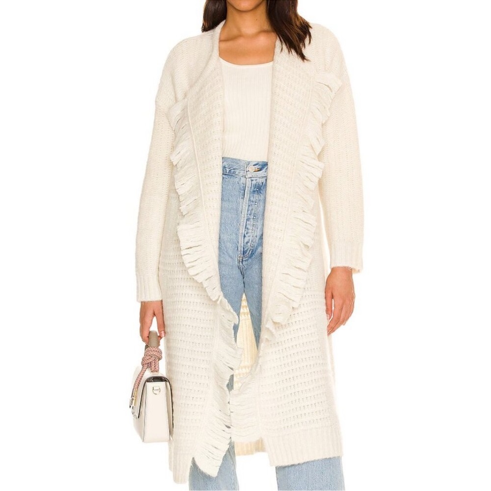 NWT All Saints Selena Fringe Open-Front Long Cardigan Sweater size M